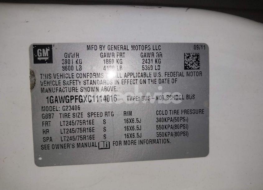 Photo 9 of 2012 Chevrolet Express 2500 LS (VIN 1GAWGPFGXC1114016)