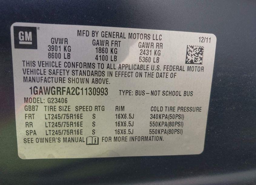 Photo 9 of 2012 Chevrolet Express 2500 LT (VIN 1GAWGRFA2C1130993)