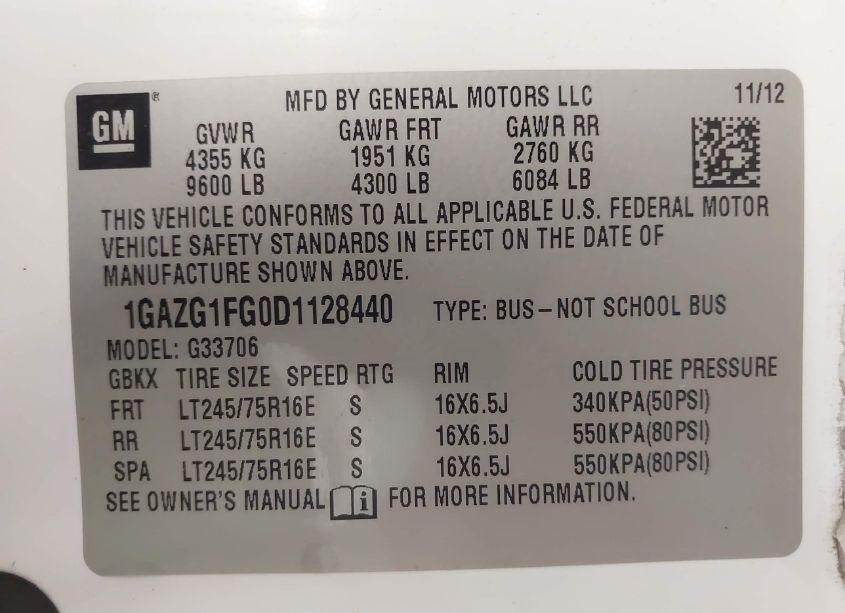 Photo 9 of 2013 Chevrolet Express 3500 LT (VIN 1GAZG1FG0D1128440)