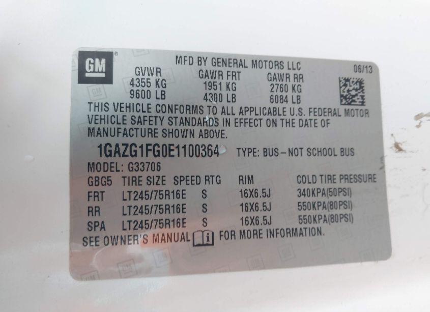 Photo 9 of 2014 Chevrolet Express 3500 LT (VIN 1GAZG1FG0E1100364)