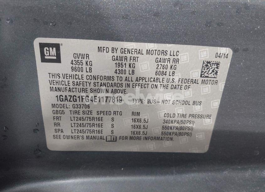 Photo 9 of 2014 Chevrolet Express 3500 LT (VIN 1GAZG1FG4E1177819)