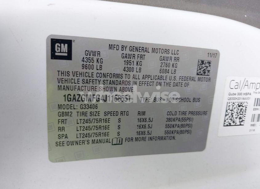 Photo 9 of 2018 Chevrolet Express 3500 LT (VIN 1GAZGMFG4J1168551)