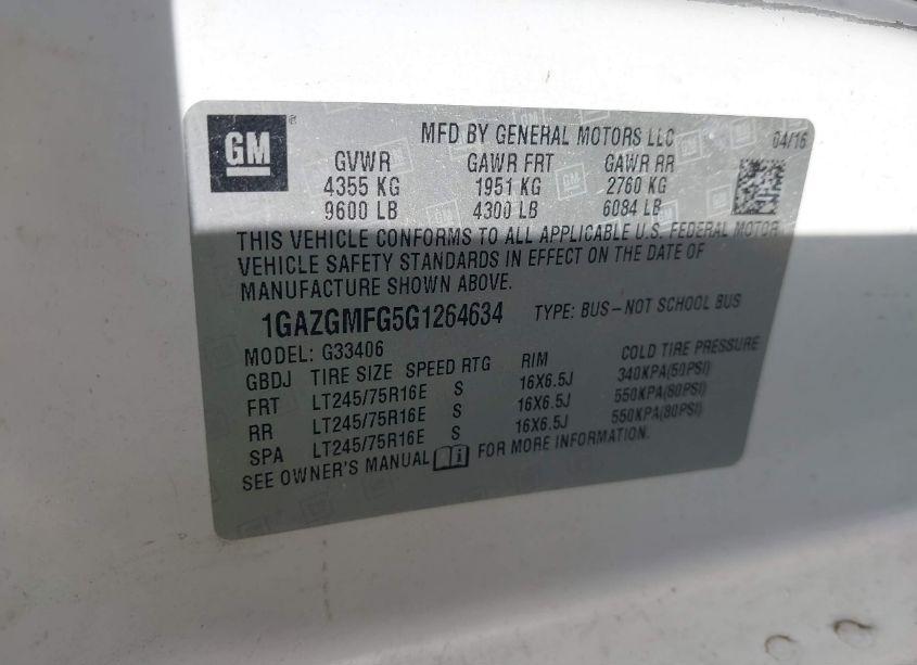 Photo 9 of 2016 Chevrolet Express 3500 LT (VIN 1GAZGMFG5G1264634)