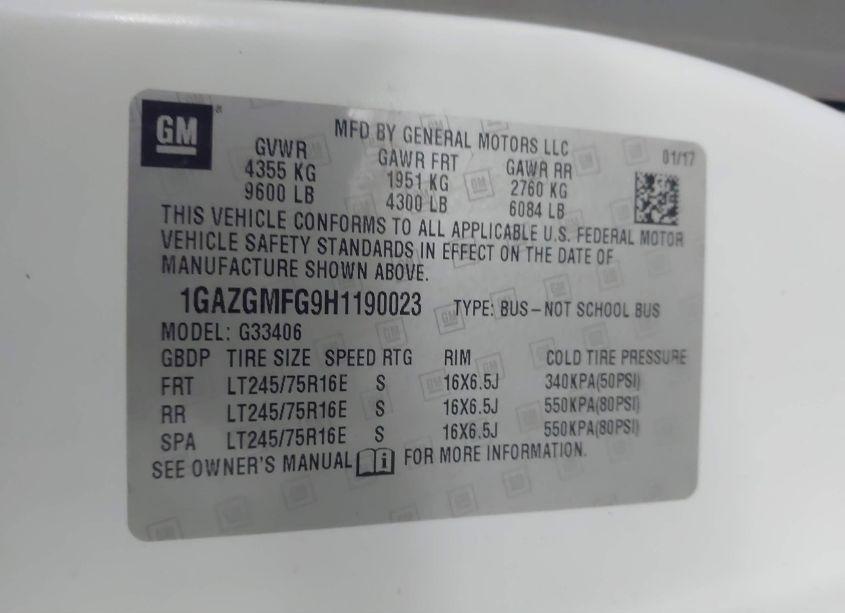 Photo 9 of 2017 Chevrolet Express 3500 LT (VIN 1GAZGMFG9H1190023)