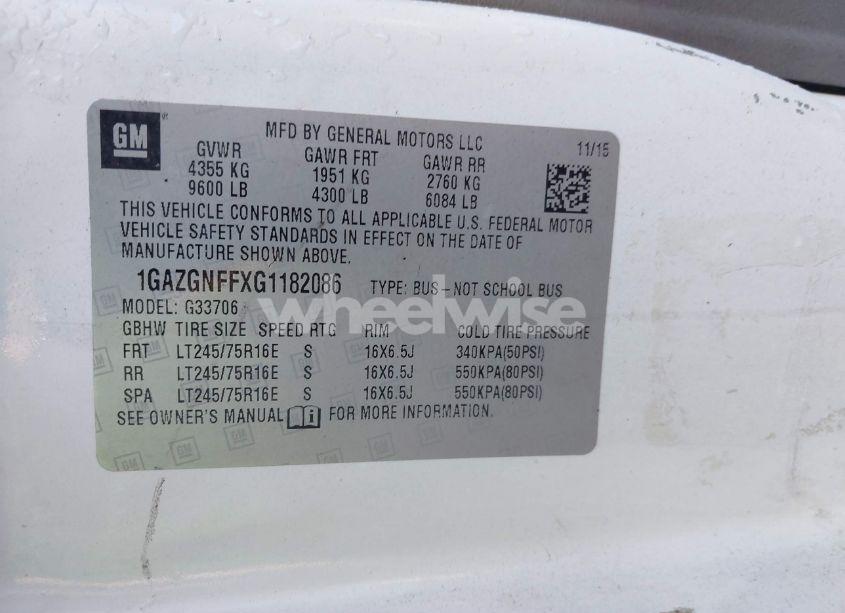 Photo 9 of 2016 Chevrolet Express 3500 LS (VIN 1GAZGNFFXG1182086)