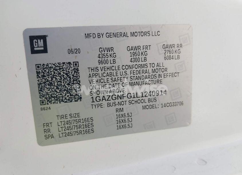 Photo 9 of 2020 Chevrolet Express PASSENGER RWD 3500 EXTENDED WHEELBASE LS (VIN 1GAZGNFG1L1240914)