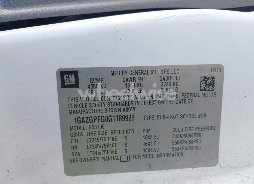 Photo 9 of 2016 Chevrolet Express 3500 LT (VIN 1GAZGPFG0G1189925)