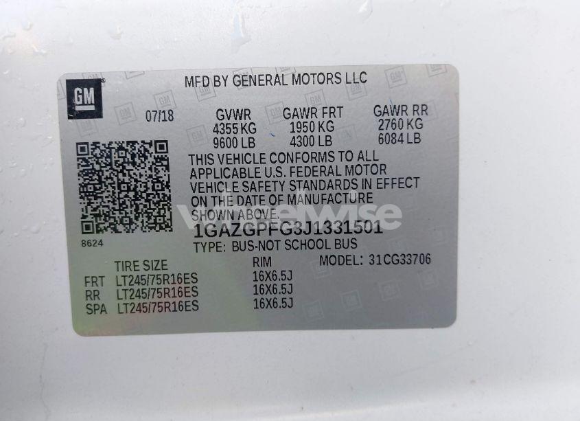 Photo 9 of 2018 Chevrolet Express 3500 LT (VIN 1GAZGPFG3J1331501)