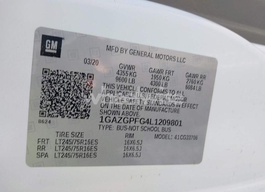 Photo 9 of 2020 Chevrolet Express PASSENGER RWD 3500 EXTENDED WHEELBASE LT (VIN 1GAZGPFG4L1209801)