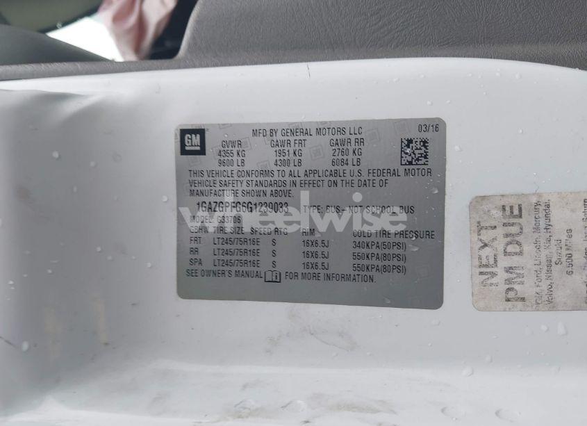 Photo 9 of 2016 Chevrolet Express 3500 LT (VIN 1GAZGPFG6G1239033)