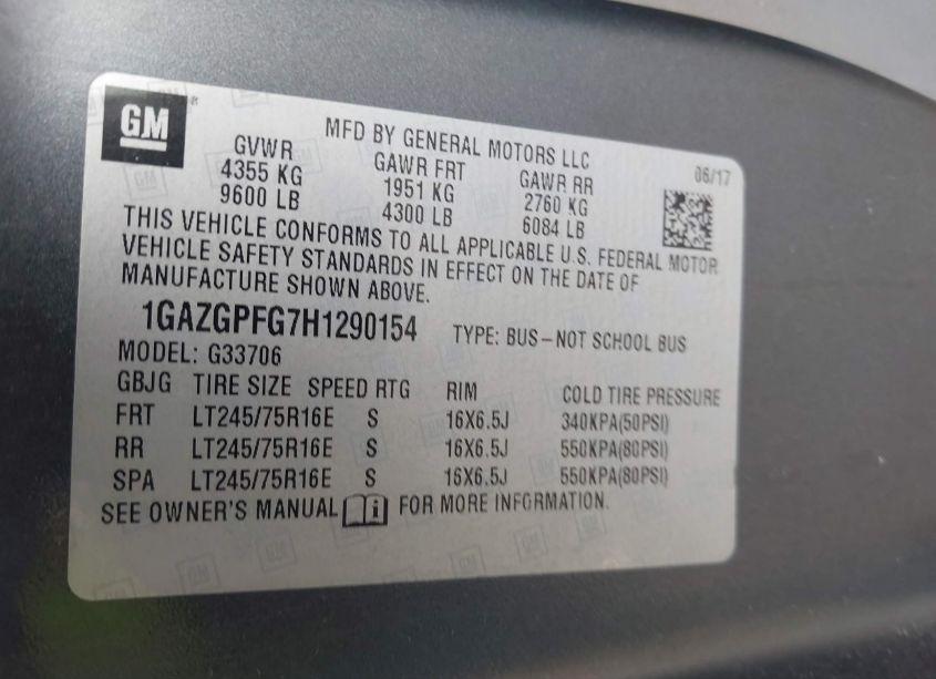 Photo 9 of 2017 Chevrolet Express 3500 LT (VIN 1GAZGPFG7H1290154)