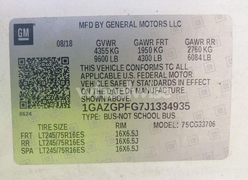 Photo 9 of 2018 Chevrolet Express 3500 LT (VIN 1GAZGPFG7J1334935)