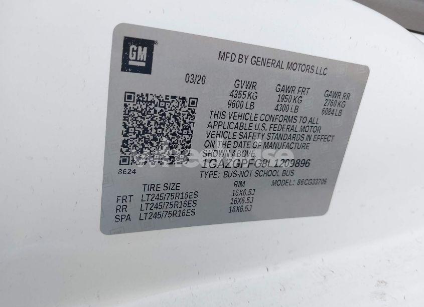 Photo 9 of 2020 Chevrolet Express PASSENGER RWD 3500 EXTENDED WHEELBASE LT (VIN 1GAZGPFG8L1209896)