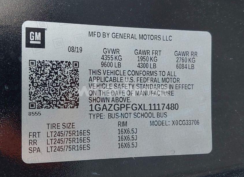 Photo 9 of 2020 Chevrolet Express PASSENGER RWD 3500 EXTENDED WHEELBASE LT (VIN 1GAZGPFGXL1117480)