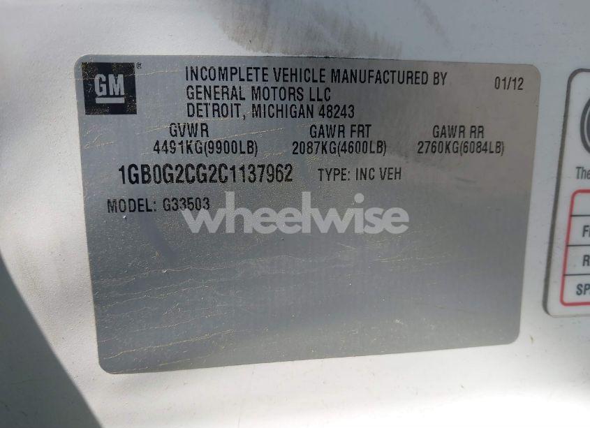 Photo 8 of 2012 Chevrolet Express 3500 WORK VAN (VIN 1GB0G2CG2C1137962)