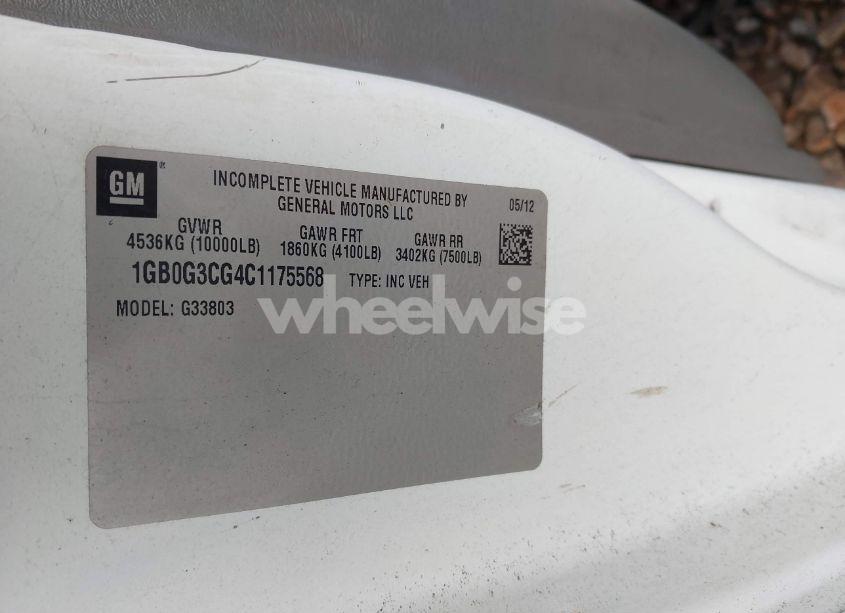 Photo 8 of 2012 Chevrolet Express CUTAWAY WORK VAN (VIN 1GB0G3CG4C1175568)