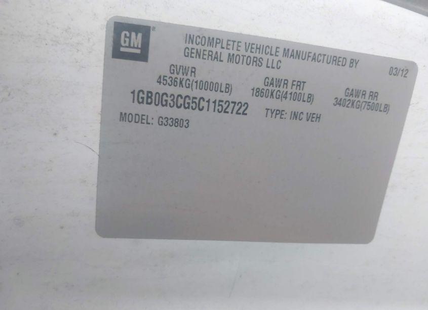 Photo 8 of 2012 Chevrolet Express CUTAWAY WORK VAN (VIN 1GB0G3CG5C1152722)