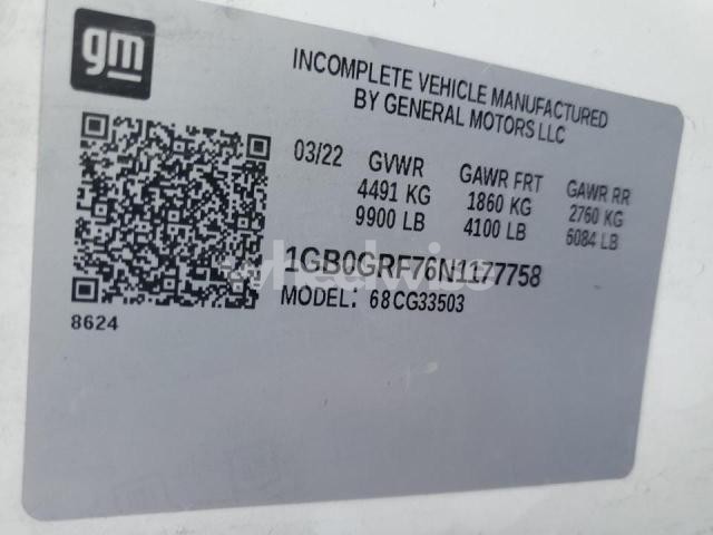 Photo 6 of 2022 CHEVROLET EXPRESS G3500 (VIN 1GB0GRF76N1177758)