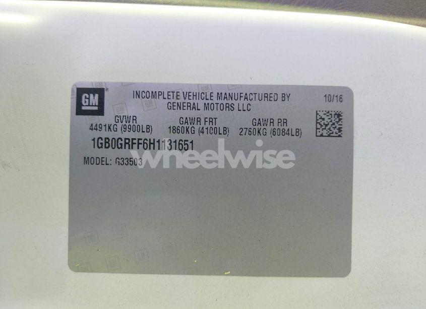 Photo 8 of 2017 Chevrolet Express CUTAWAY WORK VAN (VIN 1GB0GRFF6H1131651)