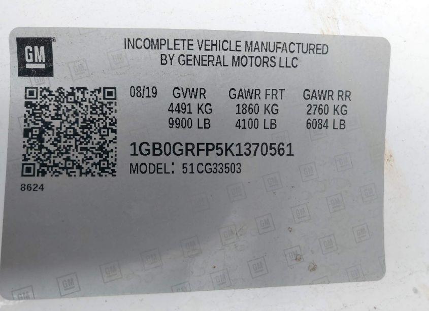 Photo 8 of 2019 Chevrolet Express CUTAWAY WORK VAN (VIN 1GB0GRFP5K1370561)