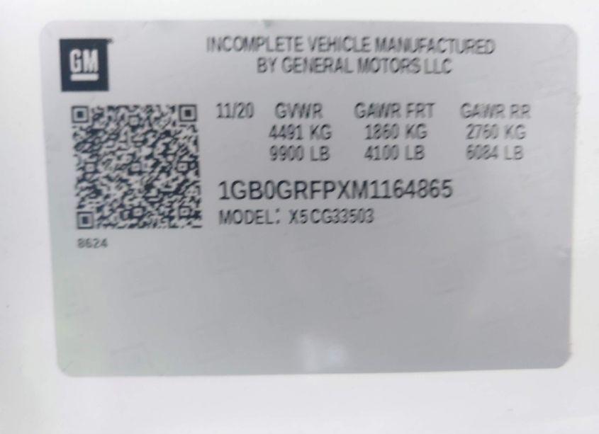 Photo 8 of 2021 Chevrolet Express CUTAWAY WORK VAN (VIN 1GB0GRFPXM1164865)