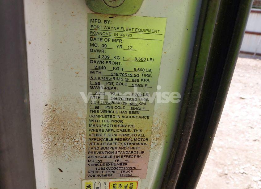 Photo 9 of 2012 Chevrolet Silverado 2500HD WORK TRUCK (VIN 1GB2KVCG0CZ253378)