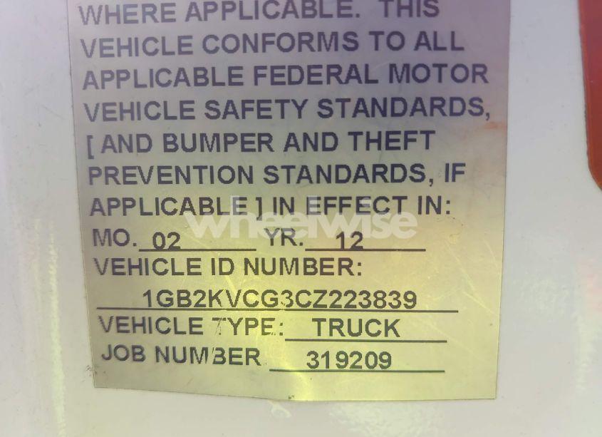 Photo 9 of 2012 Chevrolet Silverado 2500HD WORK TRUCK (VIN 1GB2KVCG3CZ223839)