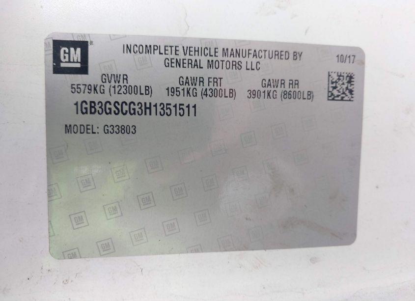 Photo 8 of 2017 Chevrolet Express CUTAWAY WORK VAN (VIN 1GB3GSCG3H1351511)