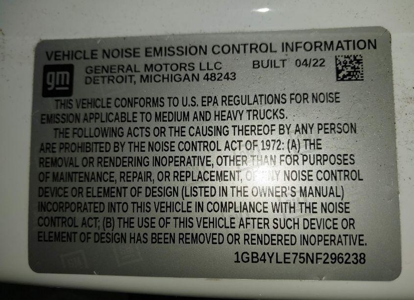 Photo 8 of 2022 Chevrolet Silverado 2500HD 4WD LONG BED WT (VIN 1GB4YLE75NF296238)