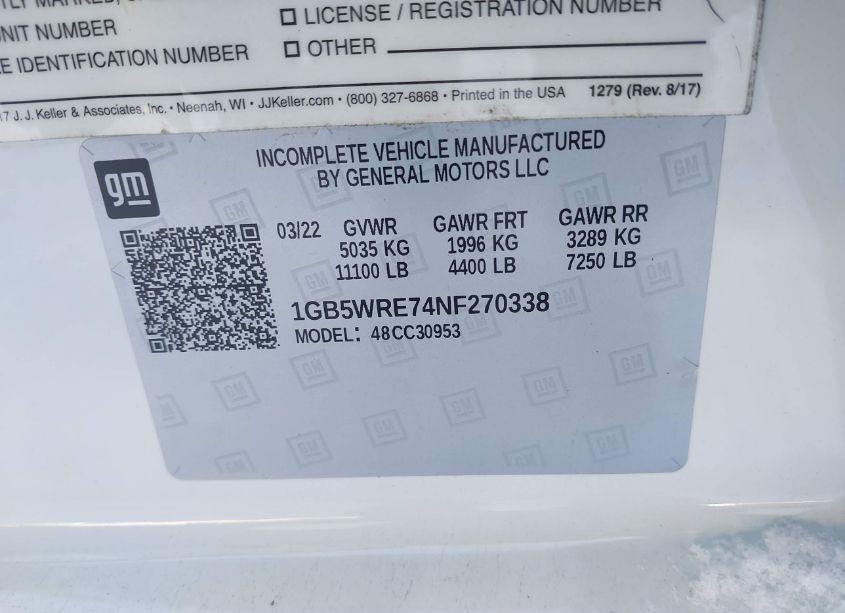 Photo 9 of 2022 Chevrolet Silverado 3500HD 2WD DOUBLE CAB LONG BED WT (VIN 1GB5WRE74NF270338)