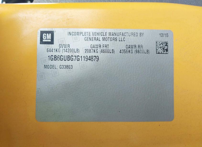 Photo 8 of 2017 Chevrolet Express CUTAWAY 4500 (VIN 1GB6GUBG7G1194879)