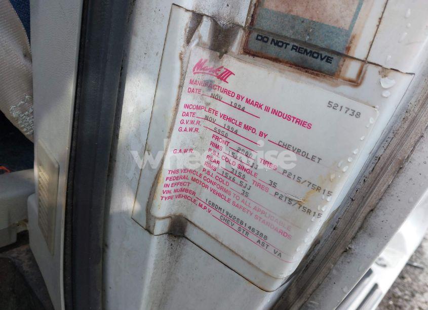 Photo 9 of 1995 Chevrolet Astro (VIN 1GBDM19W2SB148388)