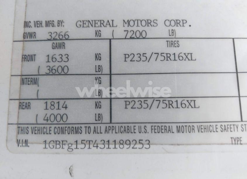 Photo 9 of 2003 Chevrolet Express UPFITTER (VIN 1GBFG15T431189253)
