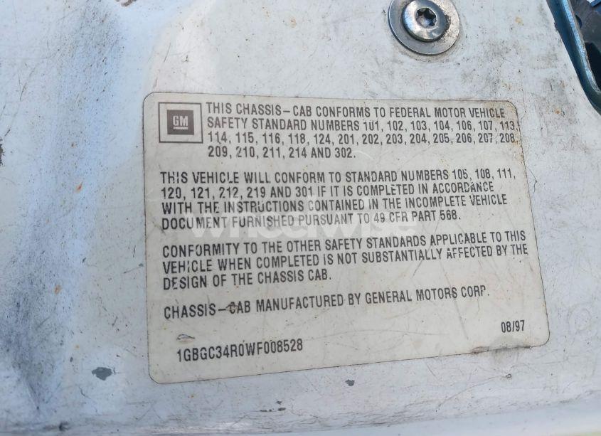 Photo 9 of 1998 Chevrolet C3500 CHASSIS (VIN 1GBGC34R0WF008528)