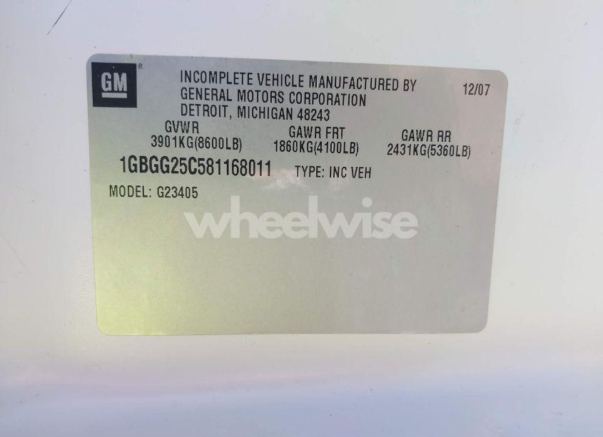 Photo 9 of 2008 Chevrolet Express WORK VAN (VIN 1GBGG25C581168011)