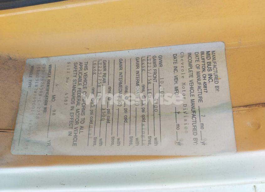 Photo 8 of 1998 Chevrolet Cutaway COMMERCIAL (VIN 1GBHG31R7W1090011)