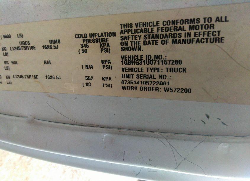 Photo 9 of 2007 Chevrolet Express CUTAWAY WORK VAN (VIN 1GBHG31U071157280)