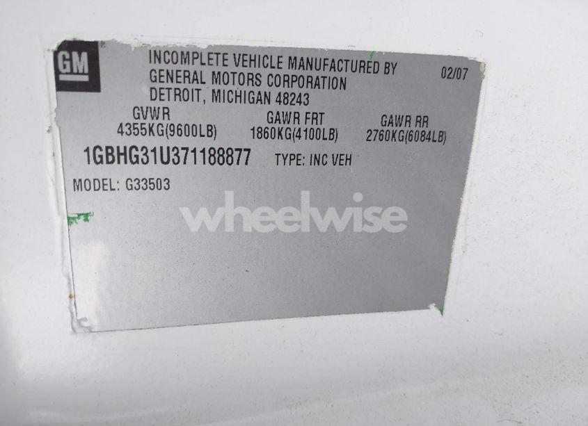 Photo 8 of 2007 Chevrolet Express CUTAWAY WORK VAN (VIN 1GBHG31U371188877)