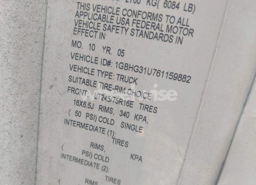 Photo 8 of 2006 Chevrolet Express CUTAWAY WORK VAN (VIN 1GBHG31U761159882)