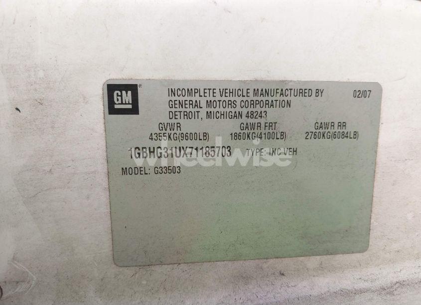 Photo 8 of 2007 Chevrolet Express CUTAWAY WORK VAN (VIN 1GBHG31UX71185703)