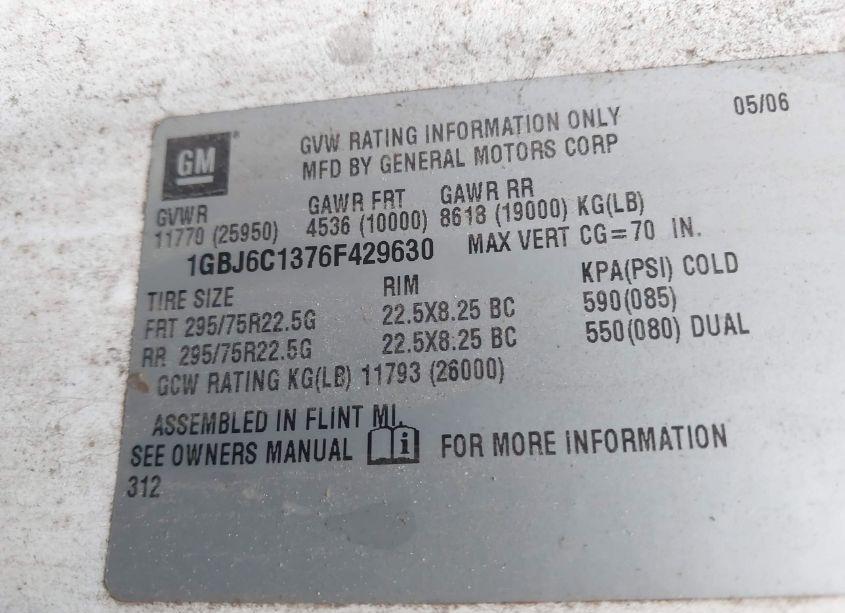 Photo 8 of 2006 Chevrolet Cc6500 (VIN 1GBJ6C1376F429630)