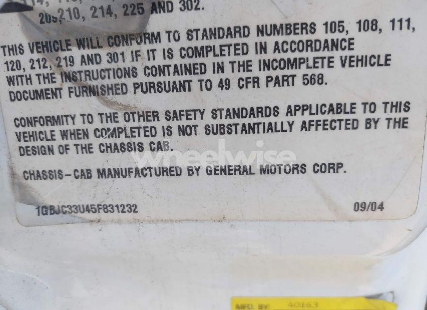 Photo 8 of 2005 Chevrolet Silverado 3500 (VIN 1GBJC33U45F831232)