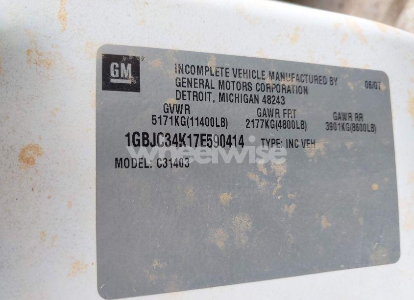 Photo 8 of 2007 Chevrolet Silverado 3500 CHASSIS WORK TRUCK (VIN 1GBJC34K17E590414)