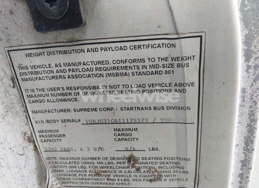 Photo 8 of 2001 Chevrolet Express RV CUTAWAY (VIN 1GBJG31G611175379)