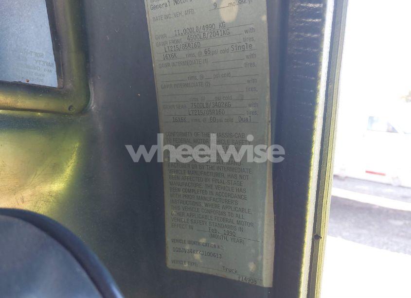 Photo 8 of 1989 Chevrolet V3500 (VIN 1GBJV34KXKJ100613)