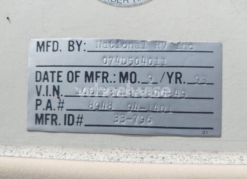 Photo 9 of 1994 Chevrolet National RV SEABREEZE (VIN 1GBKP37N3R3300249)