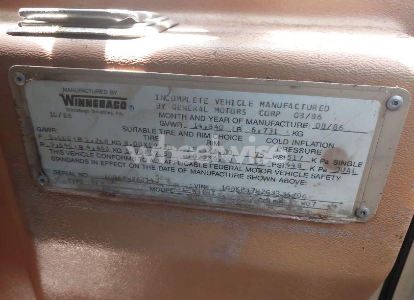 Photo 9 of 1986 Chevrolet P30 (VIN 1GBKP37W2G3334706)