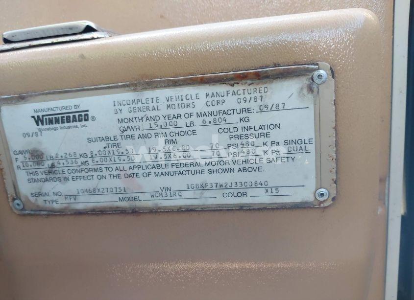 Photo 9 of 1988 Chevrolet P30 (VIN 1GBKP37W2J3300840)