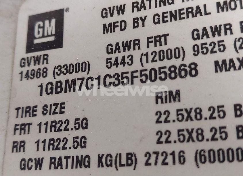 Photo 8 of 2005 Chevrolet Cc7500 N/A (VIN 1GBM7C1C35F505868)