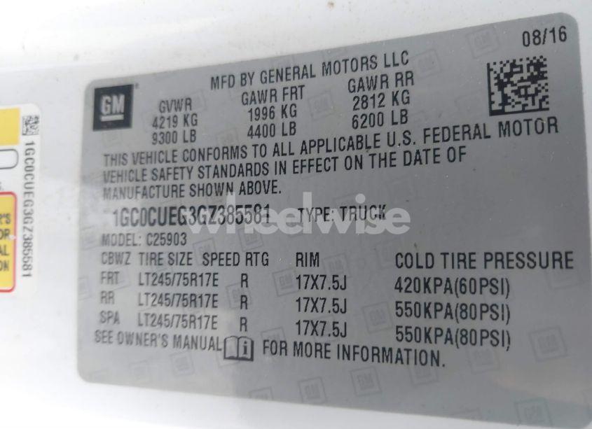 Photo 9 of 2016 Chevrolet Silverado 2500HD WT (VIN 1GC0CUEG3GZ385581)